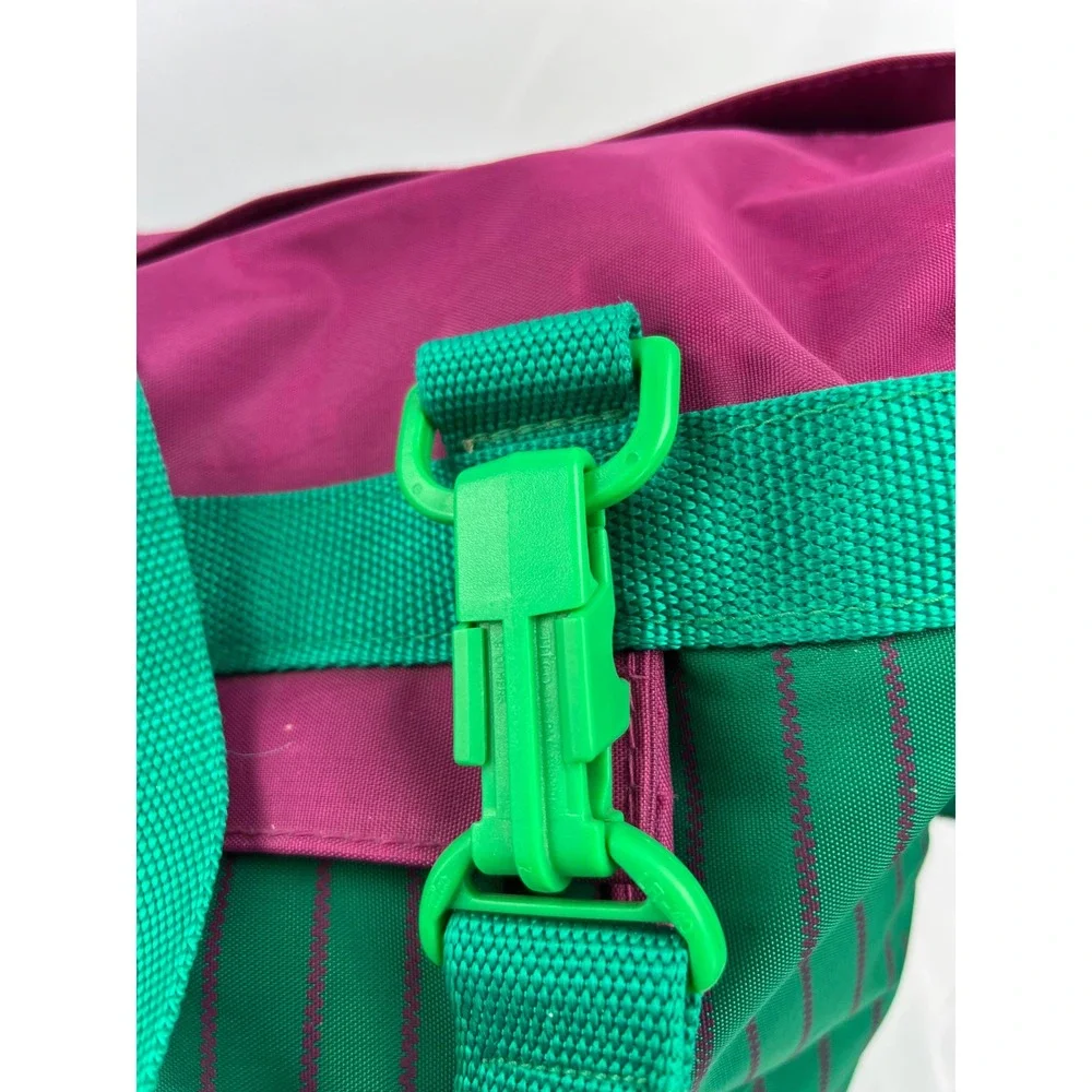 Samsonite Sammies Duffel Bag Unisex Large 1991 Vintage Green Magenta Pinstripe